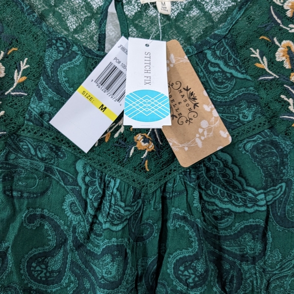 💚 NEW Mason & Belle Tempesta 3/4 Sleeve Green Blouse NWT - Picture 4 of 7